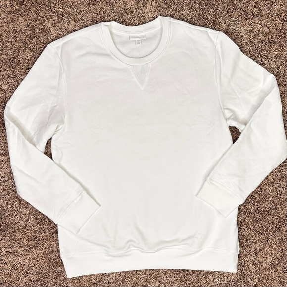 Men’s White Crewneck Lightweight Sweatshirt NWT Large - Picture 2 of 7